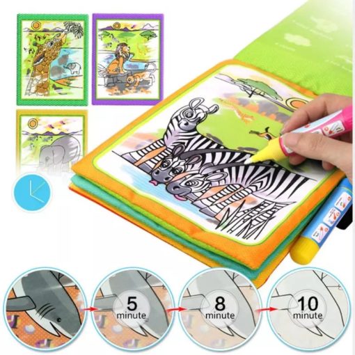 Reusable Magic Water Colouring Book Animals Orange Inside1