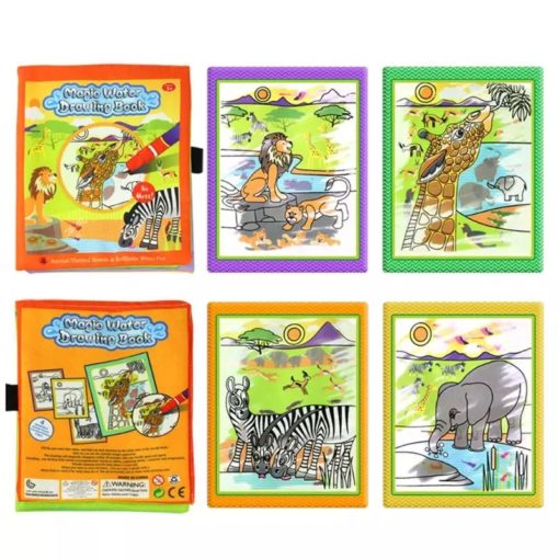 Reusable Magic Water Colouring Book Animals Orange All Pages2