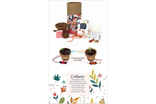 Rakhi with Plantable Seeds and Planter Pot contents