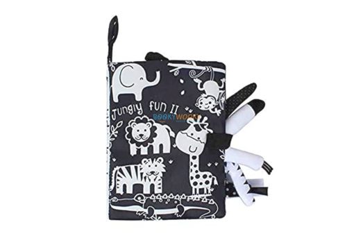 Jungly Fun 2 Animal Tails Black White Cloth Book cover