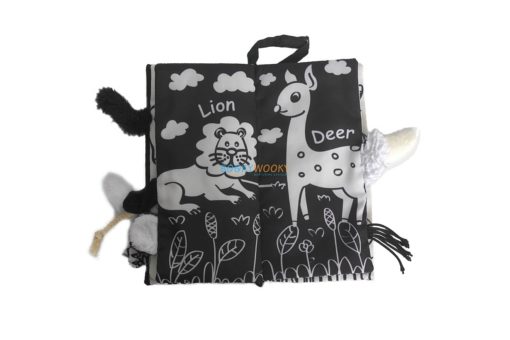 Jungly Fun 2 Animal Tails Black White Cloth Book inside 2