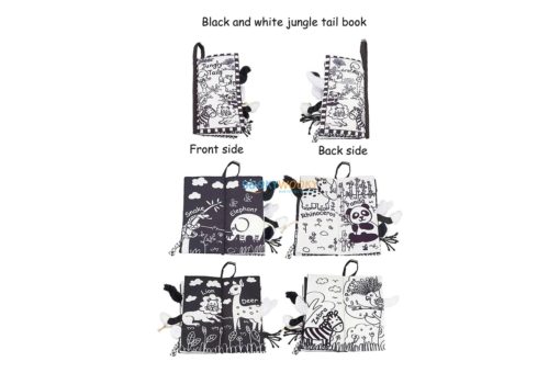 Jungly Tails Animal Tails Black White Cloth Book Jollybaby cover 2
